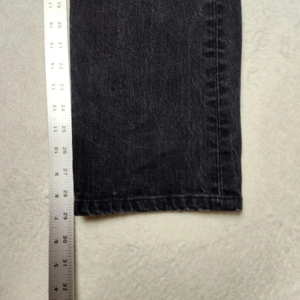 Levis 501 Jeans Mens 34x29 Black Straight Charcoal Wash Distressed Button Fly